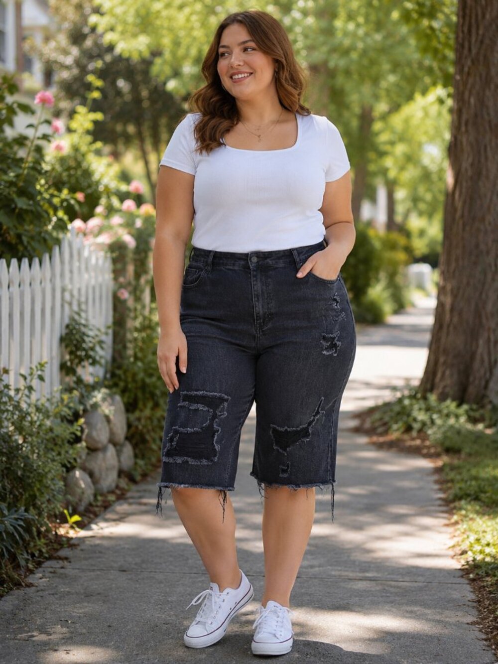 JUDY BLUE Shorts 5 Pocket High Rise Stretch Distressed Black Denim NWOT 18W